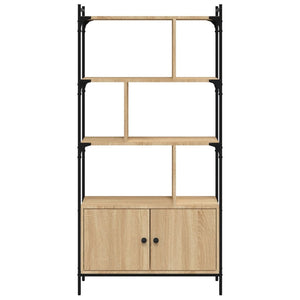 vidaXL Bookcase with Doors Sonoma Oak 76.5x30x154.5 cm Engineered Wood