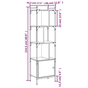 vidaXL Bookcase with Door Black 44.5x30x154.5 cm Engineered Wood