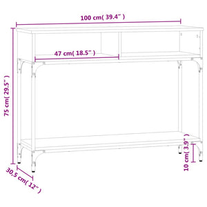 vidaXL Console Table Grey Sonoma 100x30.5x75 cm Engineered Wood