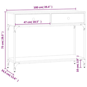 vidaXL Console Table Grey Sonoma 100x34.5x75 cm Engineered Wood