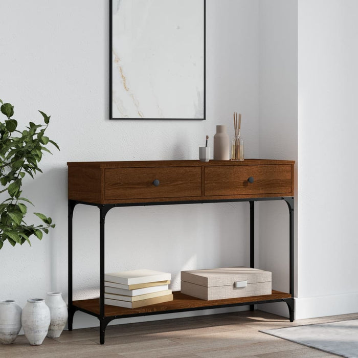 vidaXL Console Table Brown Oak 100x34.5x75 cm Engineered Wood