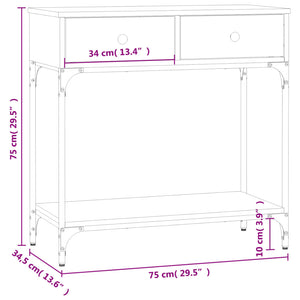 vidaXL Console Table Sonoma Oak 75x34.5x75 cm Engineered Wood