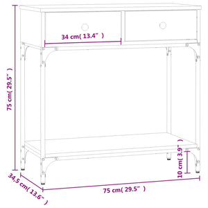 vidaXL Console Table Grey Sonoma 75x34.5x75 cm Engineered Wood