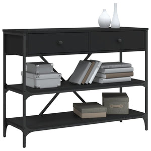 vidaXL Console Table with Drawers and Shelves Black Engineered Wood