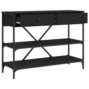 vidaXL Console Table with Drawers and Shelves Black Engineered Wood