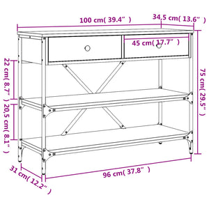 vidaXL Console Table with Drawers and Shelves Sonoma Oak Engineered Wood