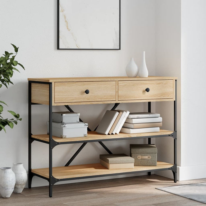 vidaXL Console Table with Drawers and Shelves Sonoma Oak Engineered Wood