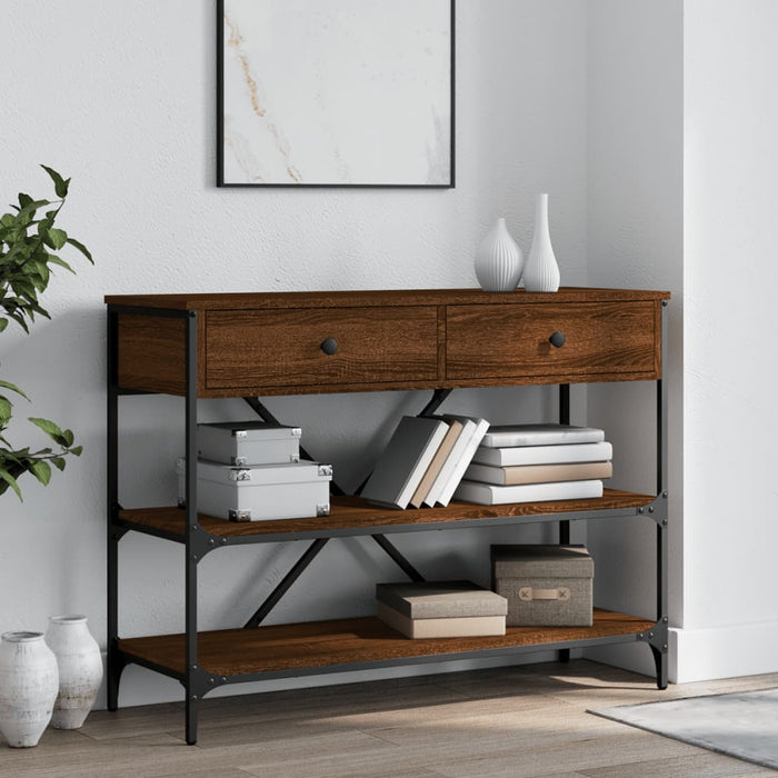 vidaXL Console Table with Drawers and Shelves Brown Oak Engineered Wood