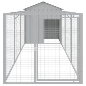 vidaXL Dog House with Roof Light Grey 117x405x123 cm Galvanised Steel