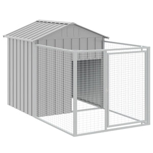 vidaXL Dog House with Roof Light Grey 117x609x123 cm Galvanised Steel