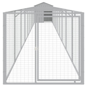 vidaXL Dog House with Roof Light Grey 117x1017x123 cm Galvanised Steel