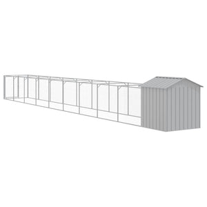 vidaXL Dog House with Roof Light Grey 117x1017x123 cm Galvanised Steel