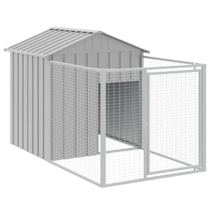 vidaXL Dog House with Roof Light Grey 117x1017x123 cm Galvanised Steel