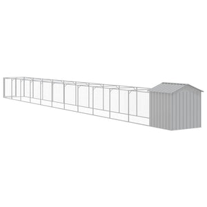 vidaXL Dog House with Roof Light Grey 117x1221x123 cm Galvanised Steel