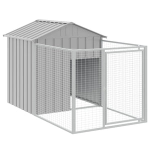 vidaXL Dog House with Roof Light Grey 117x1221x123 cm Galvanised Steel