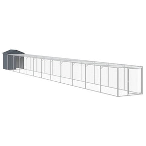 vidaXL Chicken Cage with Run Anthracite 117x1221x123 cm Galvanised Steel