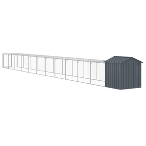 vidaXL Chicken Cage with Run Anthracite 117x1221x123 cm Galvanised Steel