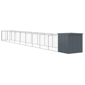 vidaXL Dog House with Run Anthracite 110x1017x110 cm Galvanised Steel