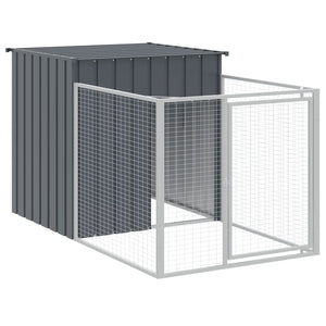 vidaXL Dog House with Run Anthracite 110x1017x110 cm Galvanised Steel