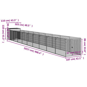 vidaXL Dog House with Run Anthracite 110x1017x110 cm Galvanised Steel