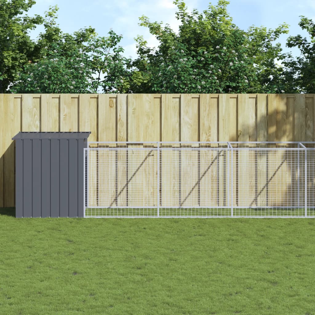 vidaXL Dog House with Run Anthracite 110x1017x110 cm Galvanised Steel