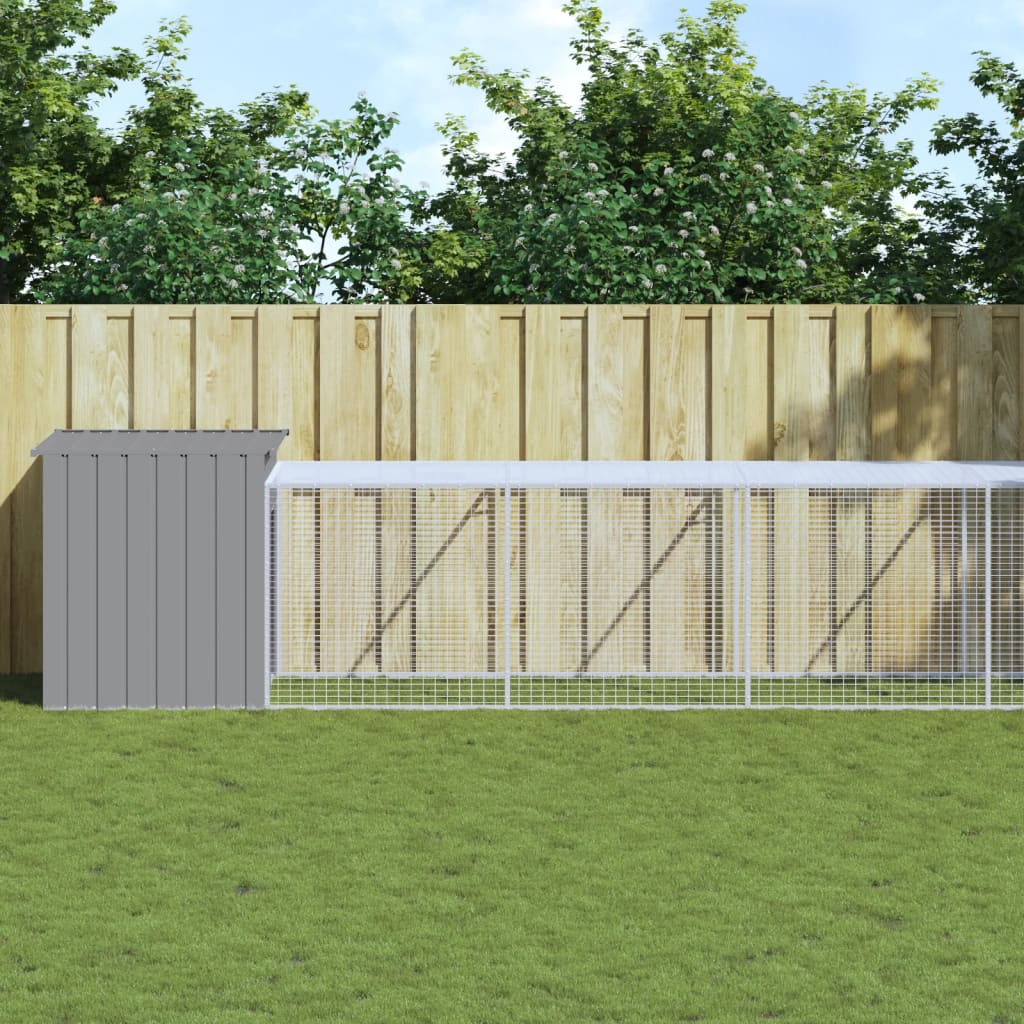 vidaXL Chicken Cage with Run Light Grey 110x1017x110 cm Galvanised Steel
