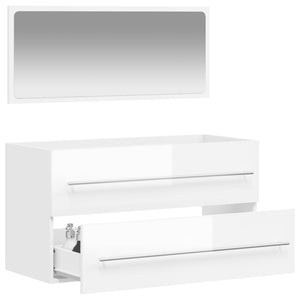 vidaXL Bathroom Cabinet with Mirror High Gloss White Engineered Wood