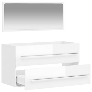 vidaXL Bathroom Cabinet with Mirror High Gloss White Engineered Wood