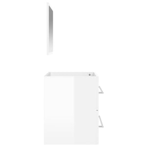 vidaXL Bathroom Cabinet with Mirror High Gloss White Engineered Wood