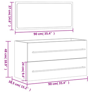 vidaXL Bathroom Cabinet with Mirror High Gloss White Engineered Wood