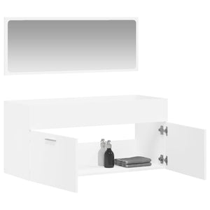 vidaXL Bathroom Cabinet with Mirror White Engineered Wood