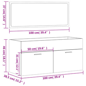 vidaXL Bathroom Cabinet with Mirror White Engineered Wood