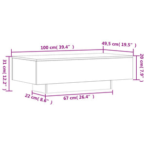 vidaXL Coffee Table Concrete Grey 100x49.5x31 cm Engineered Wood