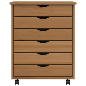 vidaXL Rolling Cabinet with Drawers MOSS Honey Brown Solid Wood Pine