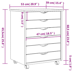 vidaXL Rolling Cabinet with Drawers MOSS Grey Solid Wood Pine