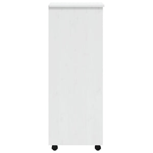 vidaXL Rolling Cabinet with Drawers MOSS White Solid Wood Pine