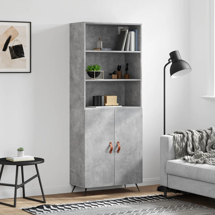 vidaXL Highboard Concrete Grey 69.5x34x180 cm Engineered Wood