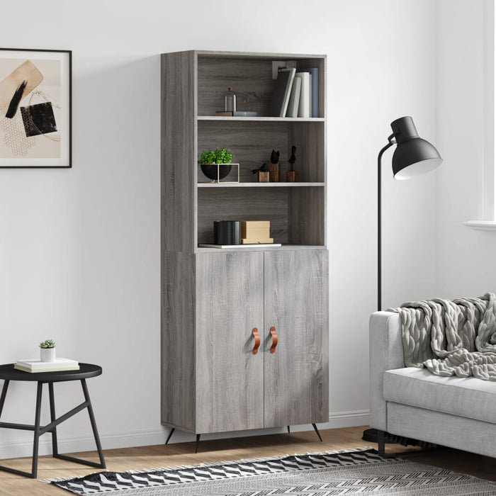 vidaXL Highboard Grey Sonoma 69.5x34x180 cm Engineered Wood