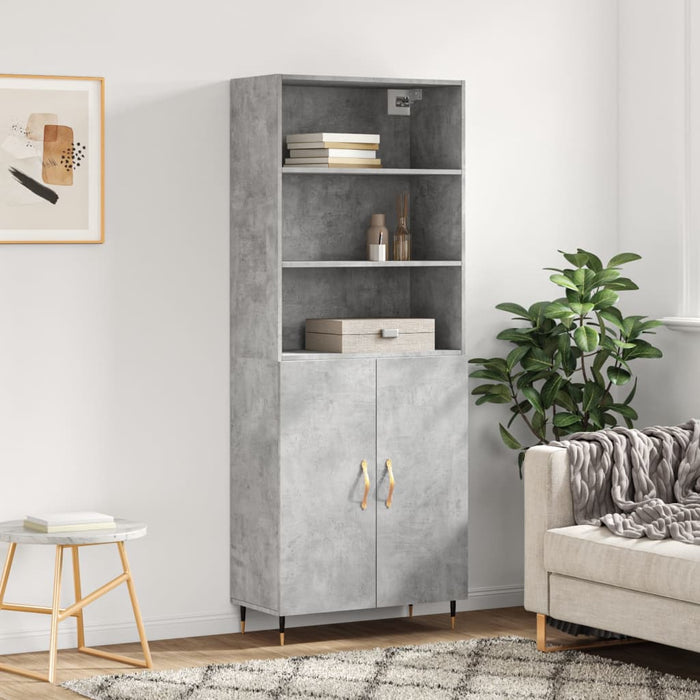 vidaXL Highboard Concrete Grey 69.5x34x180 cm Engineered Wood