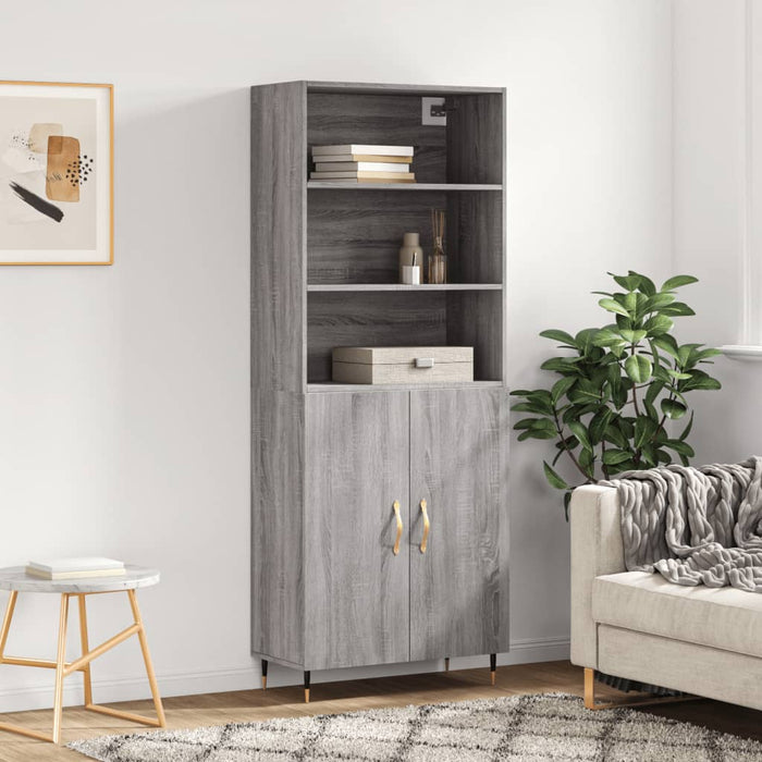 vidaXL Highboard Grey Sonoma 69.5x34x180 cm Engineered Wood