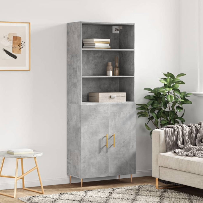 vidaXL Highboard Concrete Grey 69.5x34x180 cm Engineered Wood