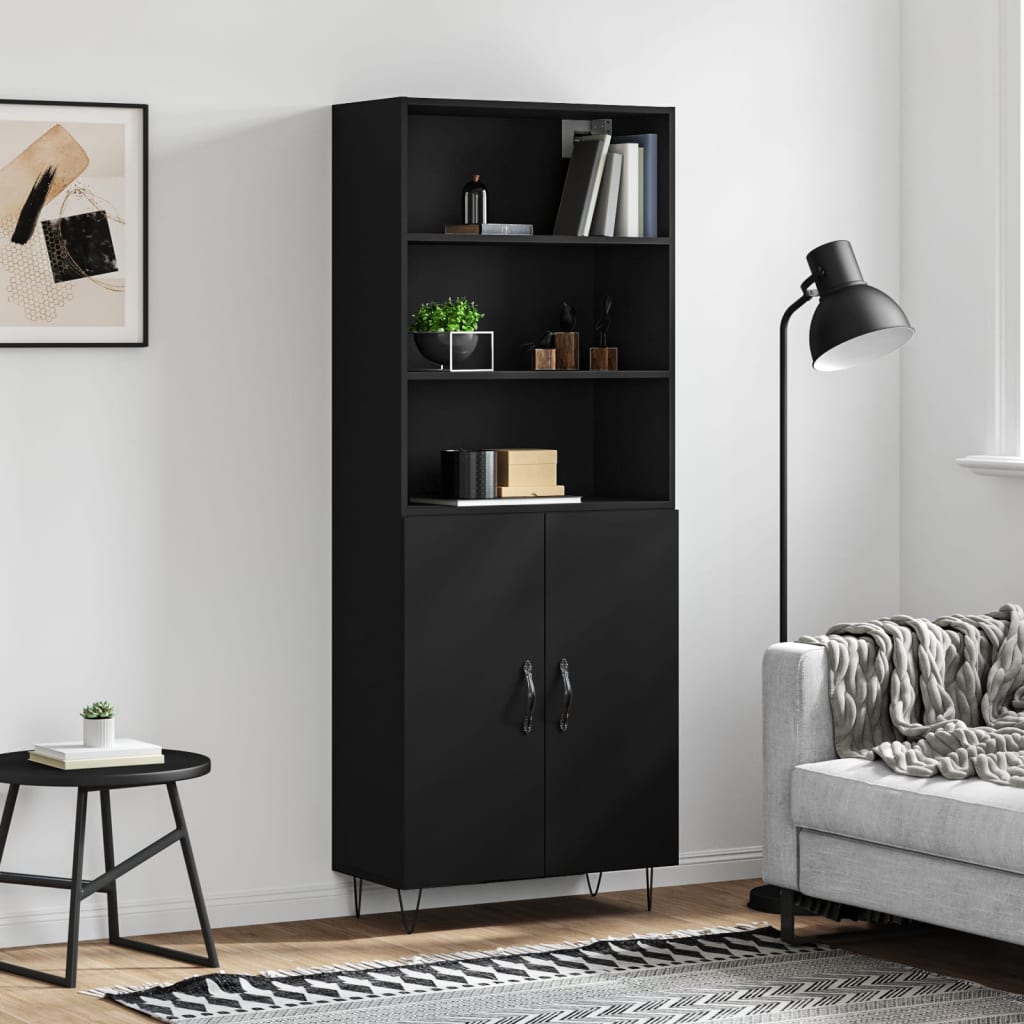 vidaXL Highboard Black 69.5x34x180 cm Engineered Wood