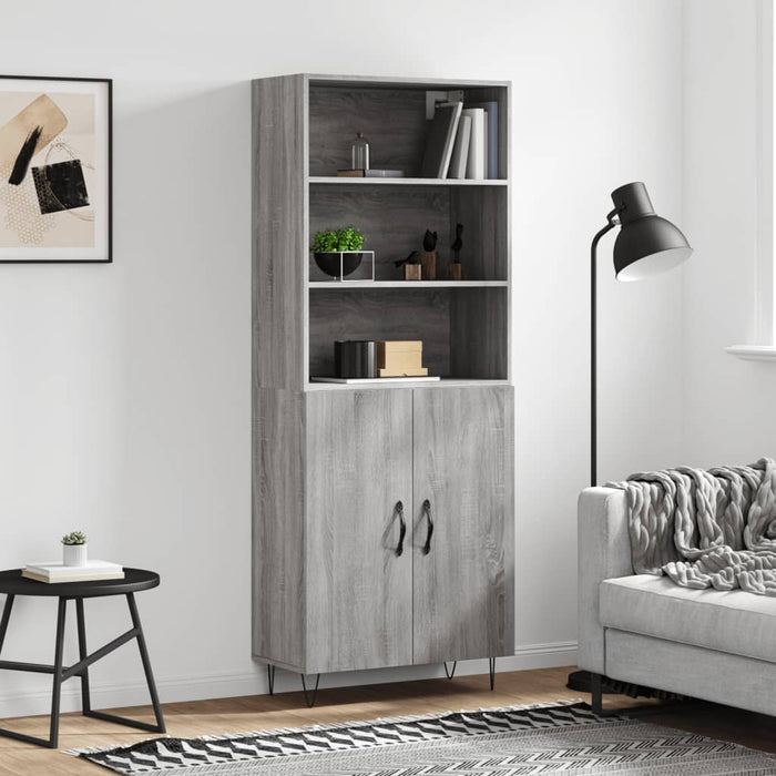 vidaXL Highboard Grey Sonoma 69.5x34x180 cm Engineered Wood