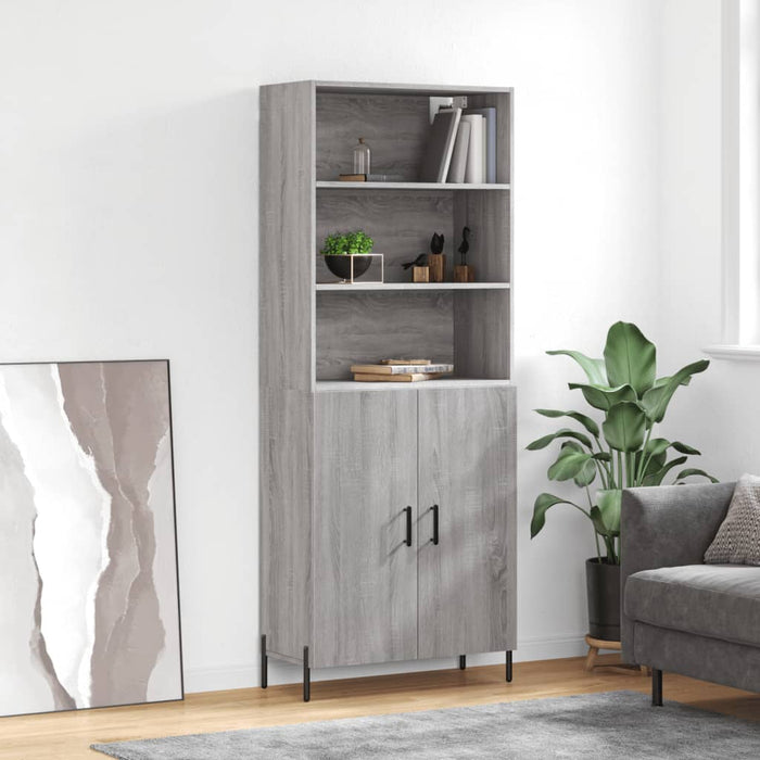 vidaXL Highboard Grey Sonoma 69.5x34x180 cm Engineered Wood