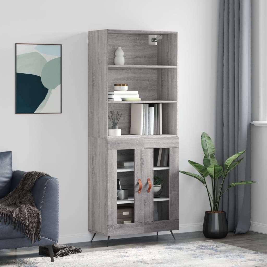 vidaXL Highboard Grey Sonoma 69.5x34x180 cm Engineered Wood