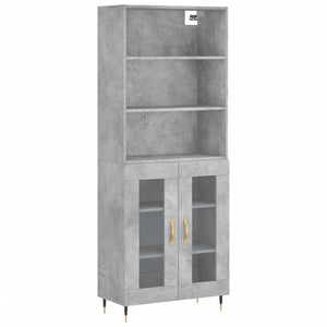 vidaXL Highboard Concrete Grey 69.5x34x180 cm Engineered Wood