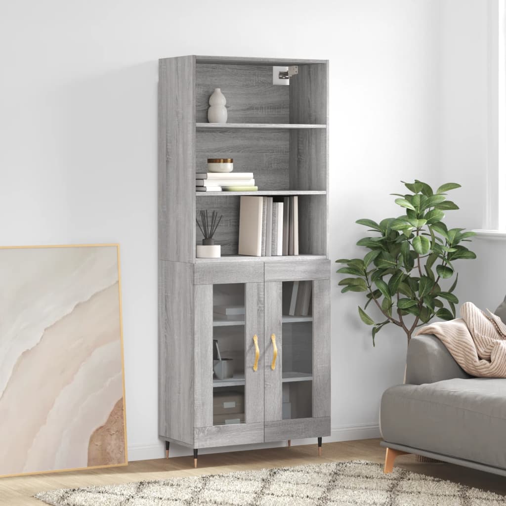 vidaXL Highboard Grey Sonoma 69.5x34x180 cm Engineered Wood