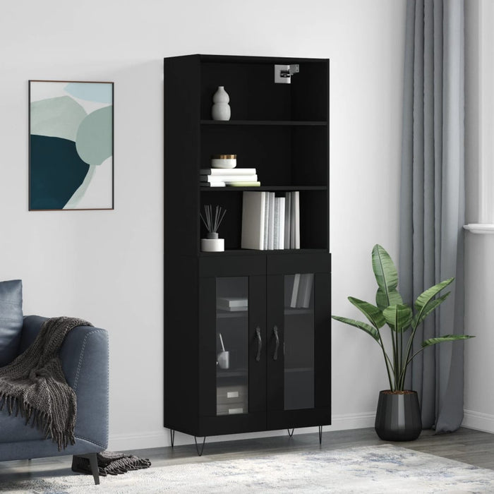 vidaXL Highboard Black 69.5x34x180 cm Engineered Wood