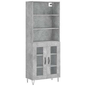 vidaXL Highboard Concrete Grey 69.5x34x180 cm Engineered Wood