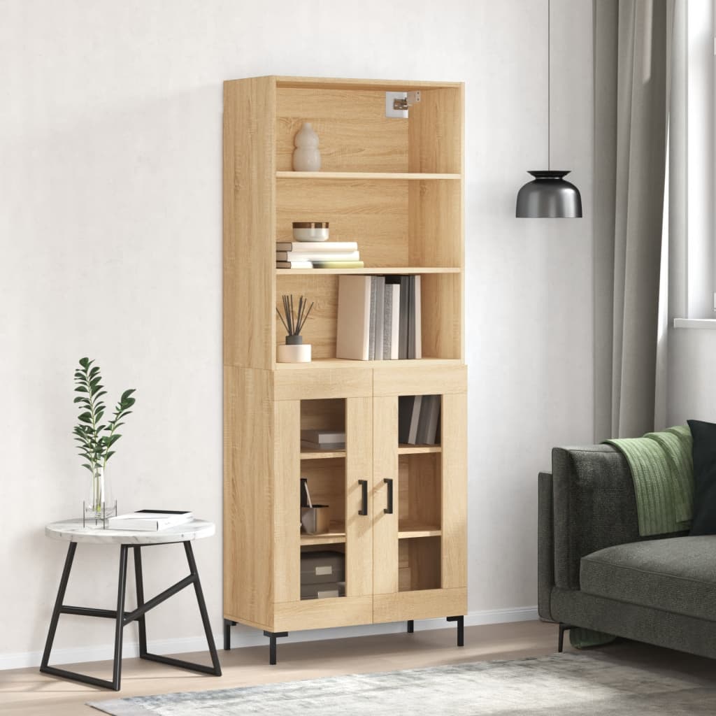 vidaXL Highboard Sonoma Oak 69.5x34x180 cm Engineered Wood